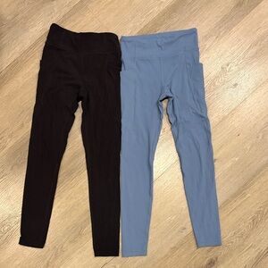 Athleta Kids Black and Blue Leggings